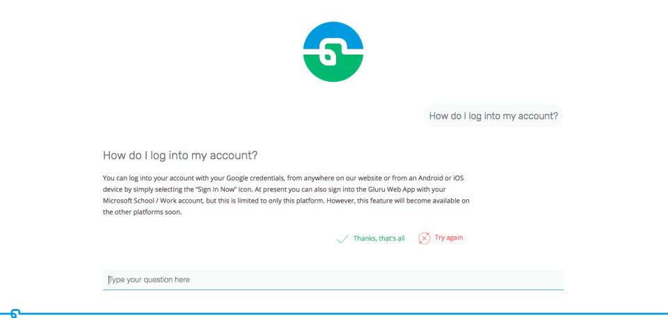 screenshot of Gluru AI